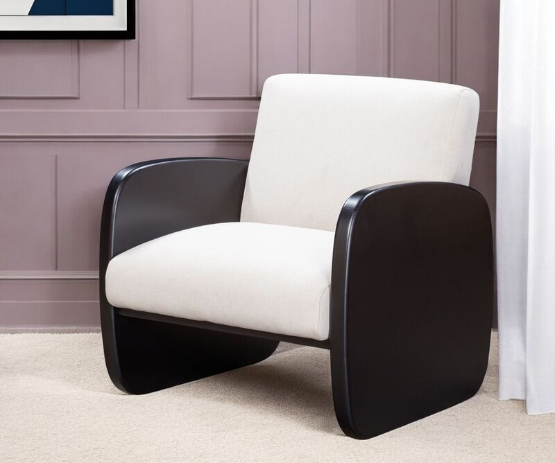 Modern Linen Upholstered Arm Chair with Solid Wood Frame for Living Room