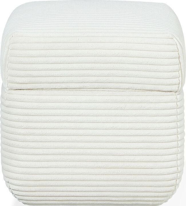 Wisteria Upholstered Storage Ottoman in Frosty Corduroy