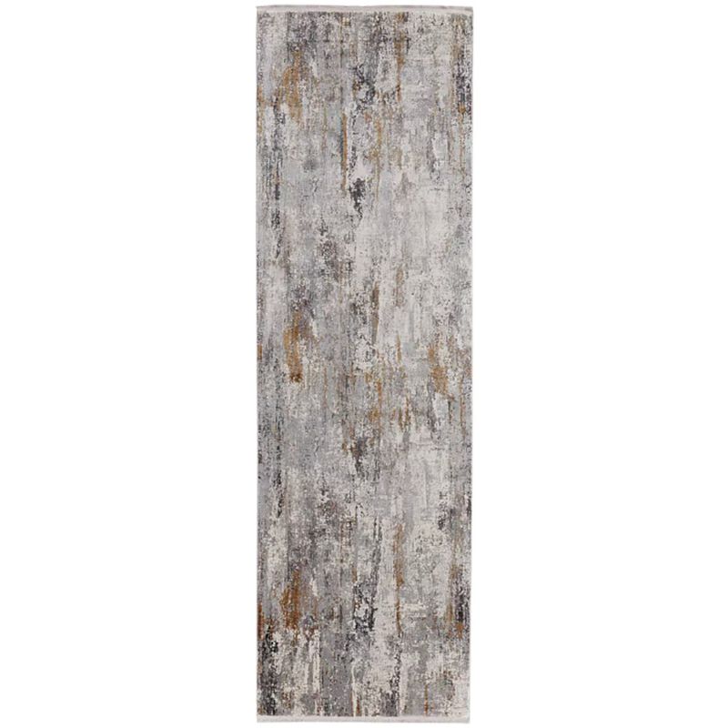 HomeRoots Abstract Power Loom Runner Rug With Fringe image number 0