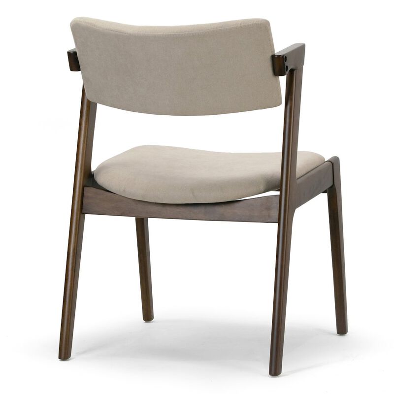 Glamour Home Set of 2 Auden Retro Modern Dark Brown Wood Wing Chair with Beige Fabric Seat
