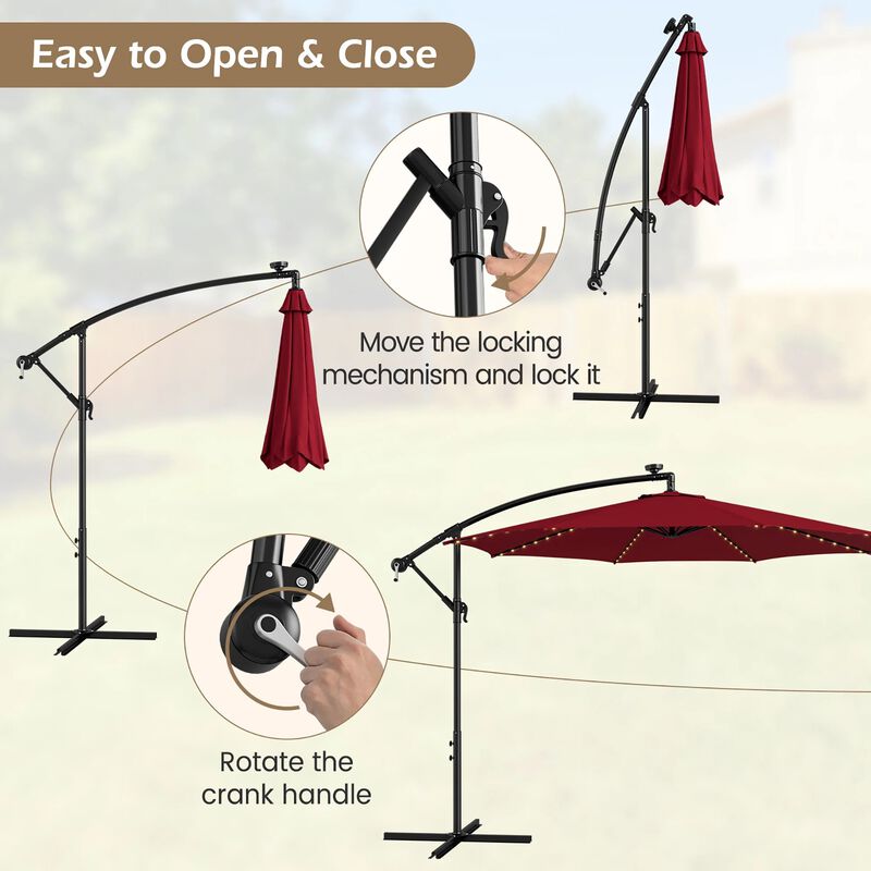 Mondawe 10 Feet Patio Umbrella with 112 Solar-Powered LED Lights
