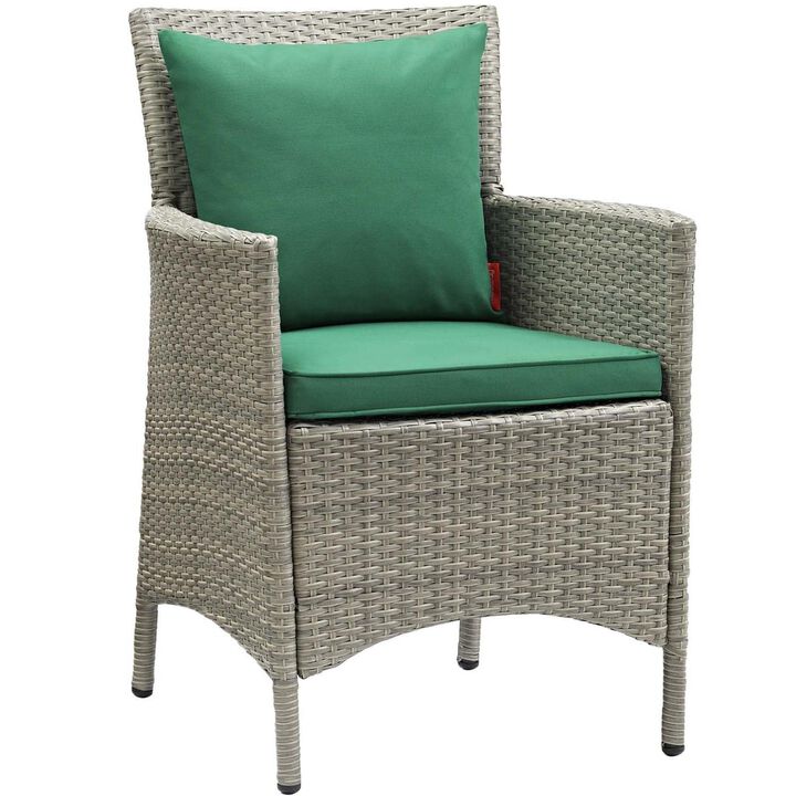 Modway Conduit 34.5" Rattan Patio Dining Armchair in Gray & Green(Set of 2)