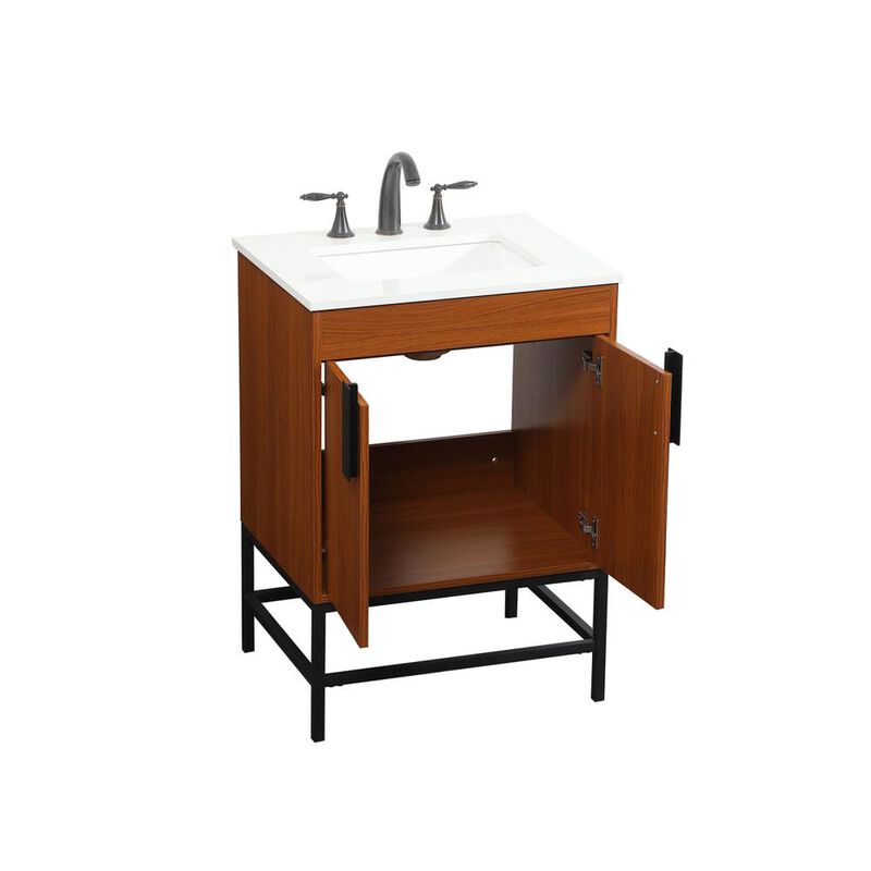 Elegant Kitchen and Bath 24 inch Single bathroom vanity in teak
