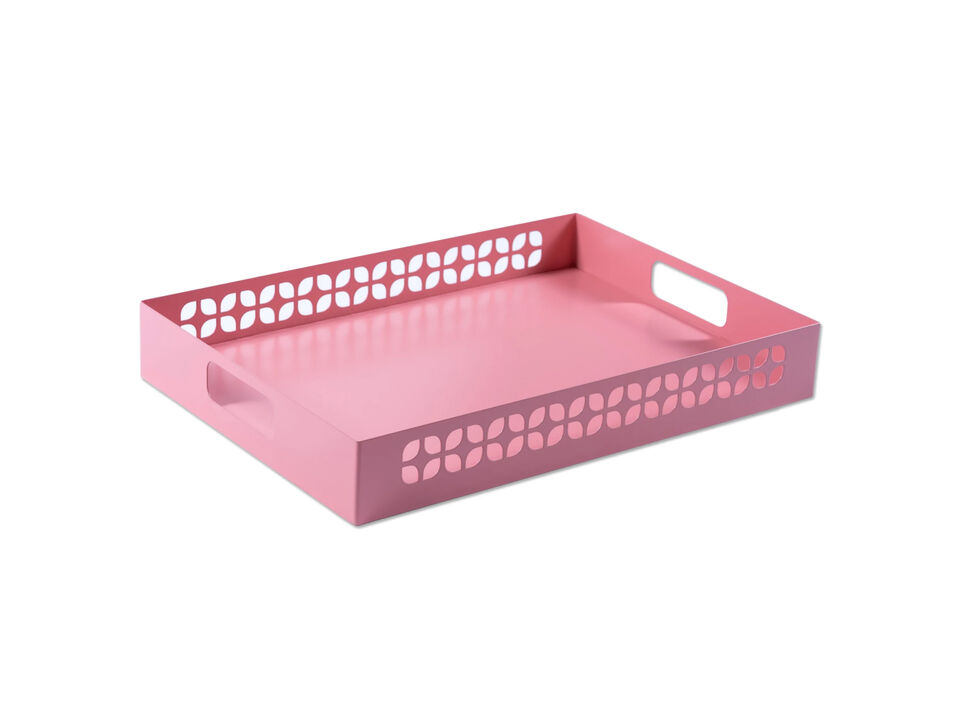 Breeze Block Metal Serving Tray Rectangular-Pink
