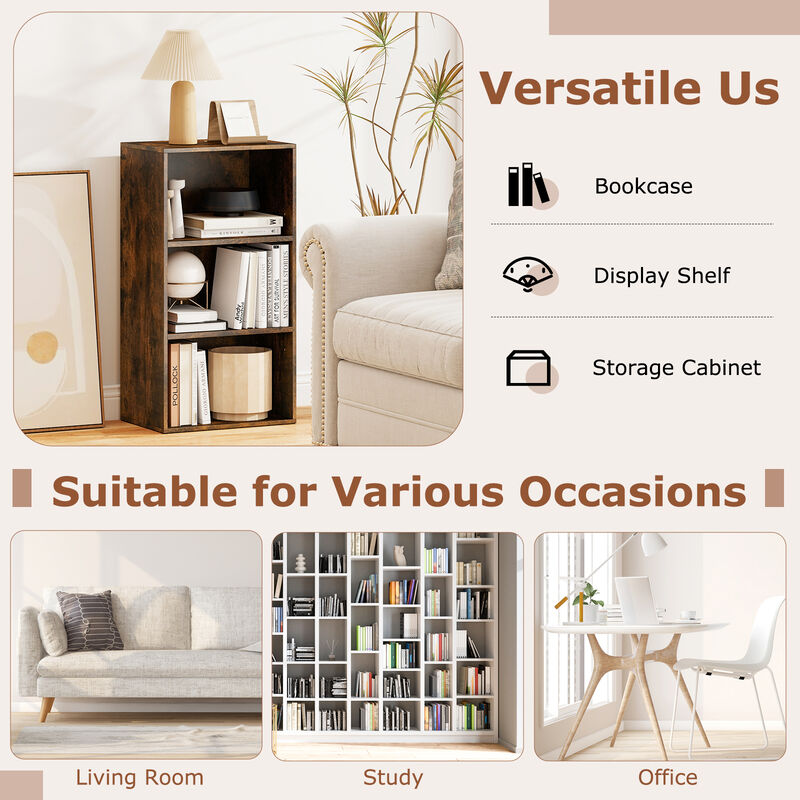 Cube Bookcase 3-Tier with Adjustable Shelves for Office or Home image number 6