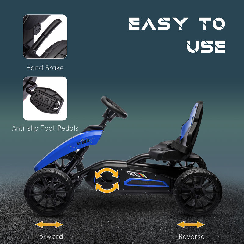 BreeBe Kids Pedal Go Kart w/ Swing Axle, Shock-Absorbing Wheels image number 4