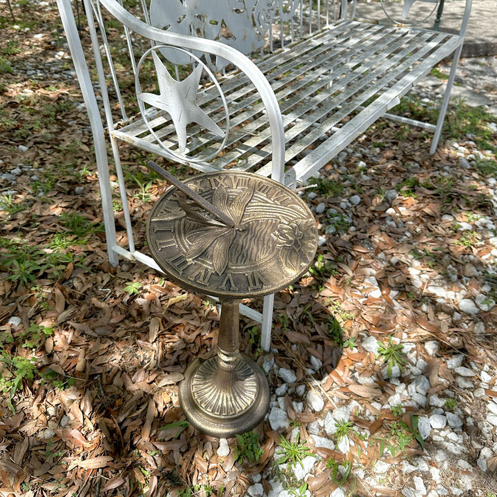 Cast Iron Bronze Dragonfly Sundial Home Garden Decorative Sculpture
