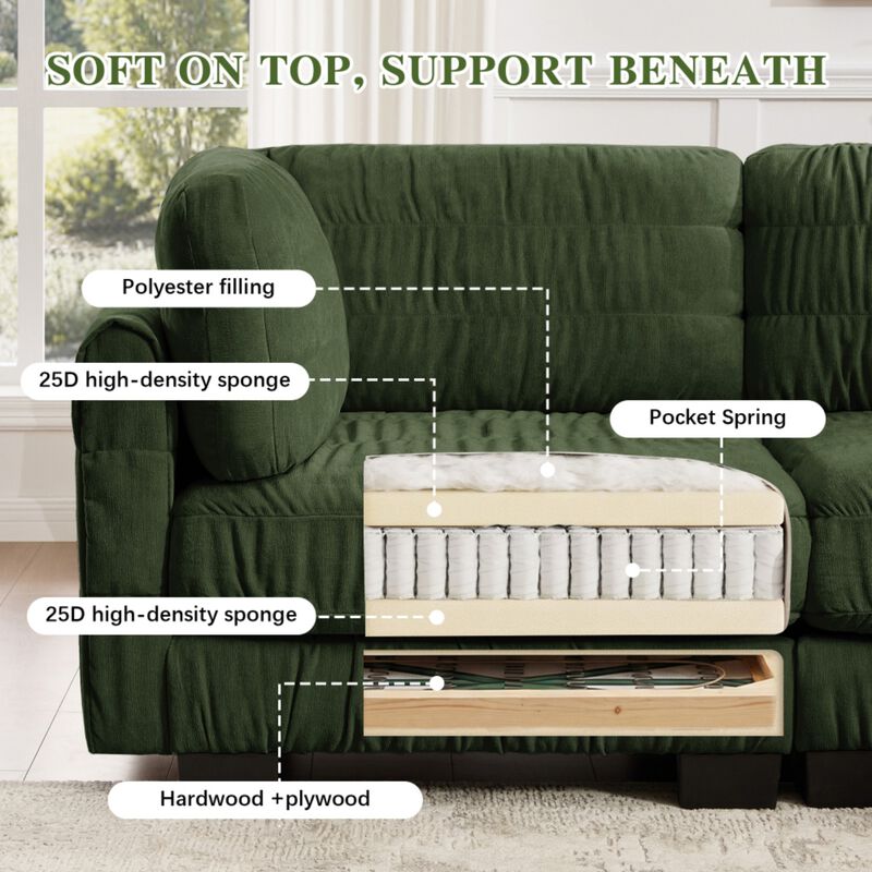 Fukwis Chenille Ruched Modular Sectional Sofa image number 5