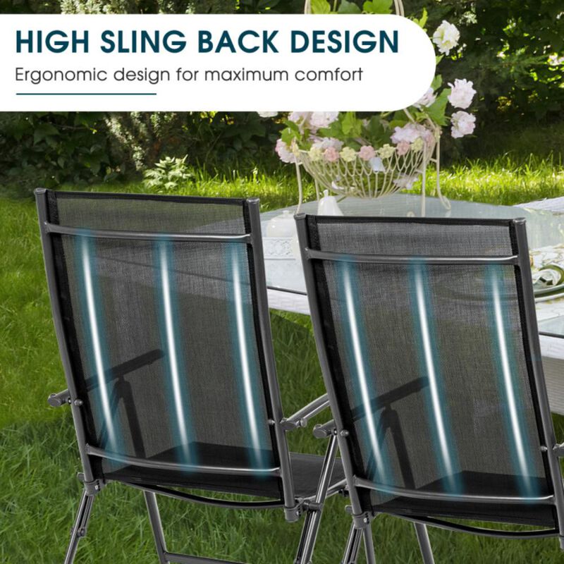 Hivvago Set of 2 Adjustable Portable Patio Folding Dining Chair Recliners