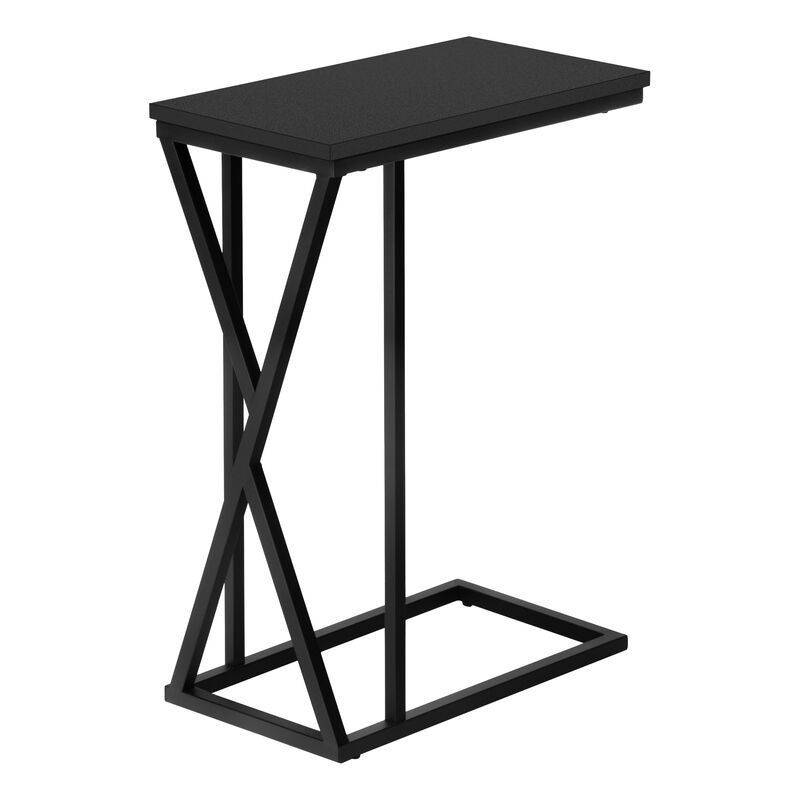 Monarch Specialties I 3247 Accent Table, C-shaped, End, Side, Snack, Living Room, Bedroom, Metal, Laminate, Black, Contemporary, Modern