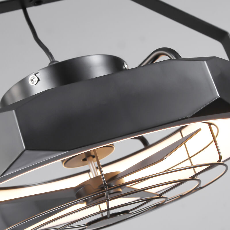 20.5 in. Black Dimmable Wall Mount Fan with LED Light and Remote