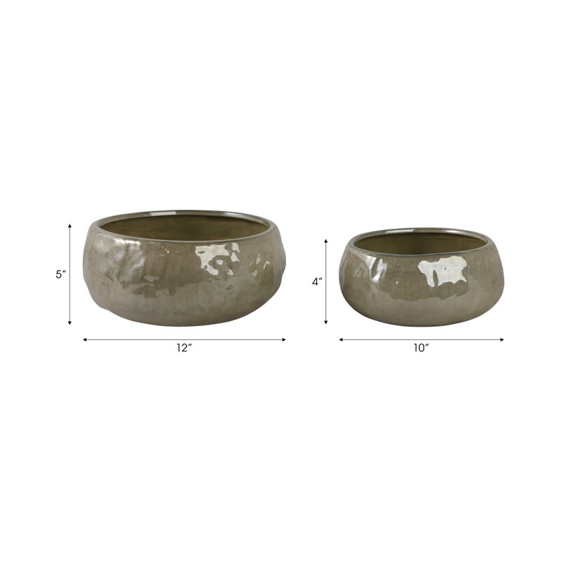 Bowl Green Planters (Set of 2)