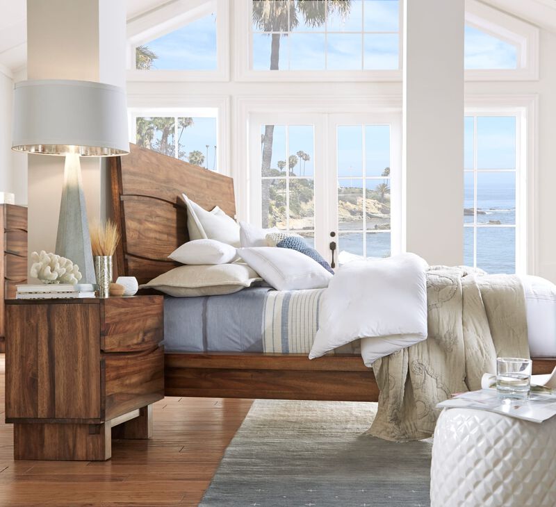 Ocean Two Drawer Solid Wood Nightstand in Natural Sengon