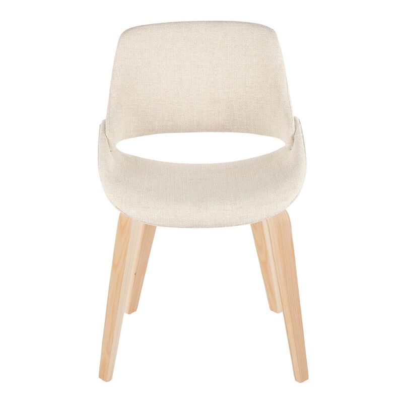 LumiSource Natural Wood, Cream Fabric Fabrico Chair - Set of 2