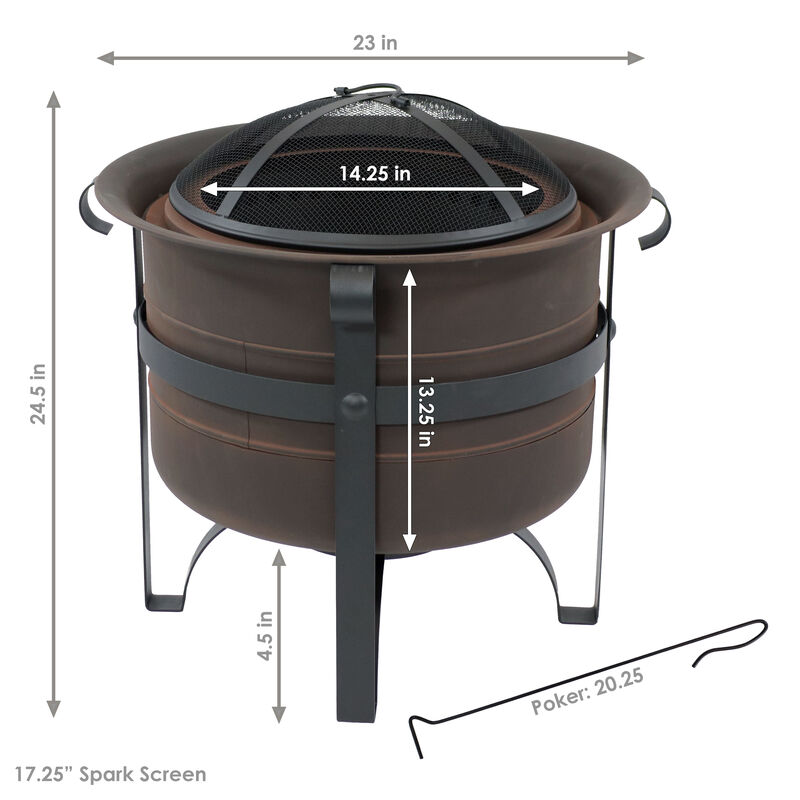Sunnydaze Steel Cauldron-Style Smokeless Fire Pit with Spark Screen