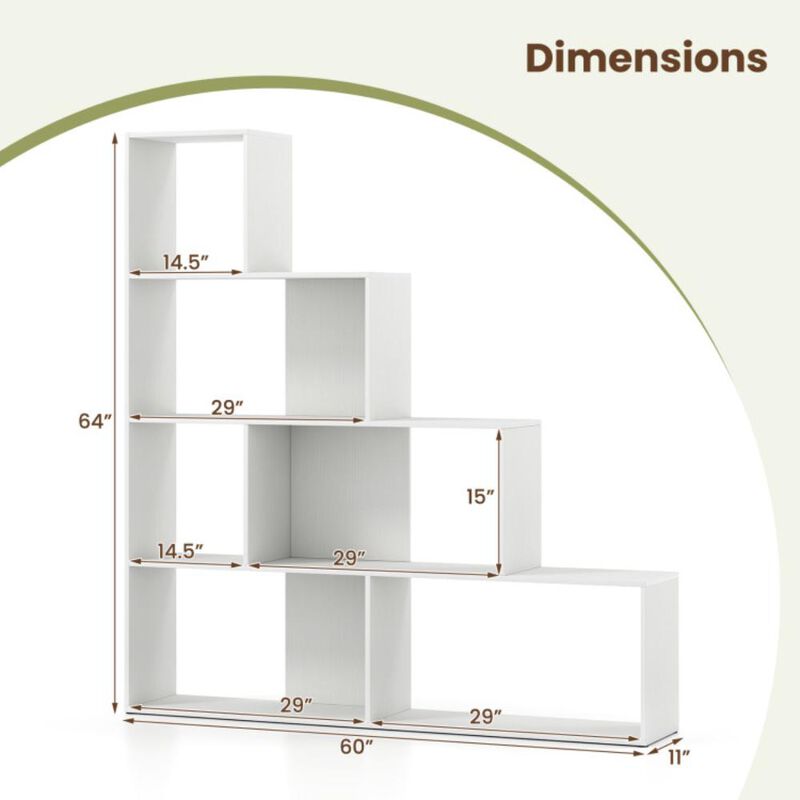 Hivvago 4-Tier Bookshelf Stair Bookcase with 6 Cubes Display Rack