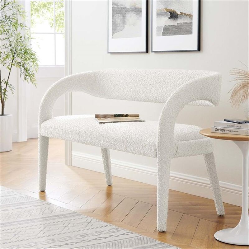 Modway Pinnacle Boucle Fabric Accent Bench in Black image number 1