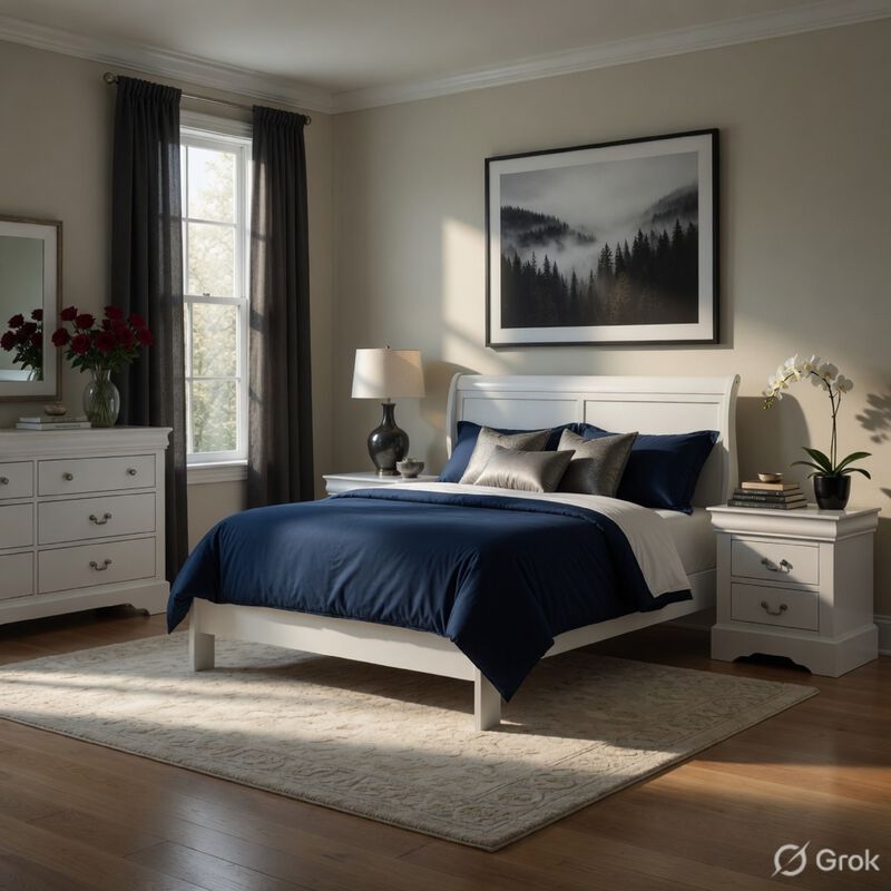 Queen Size Bedroom Set, White Finish, 3-Piece Set with Bed and Two Nightstands image number 1