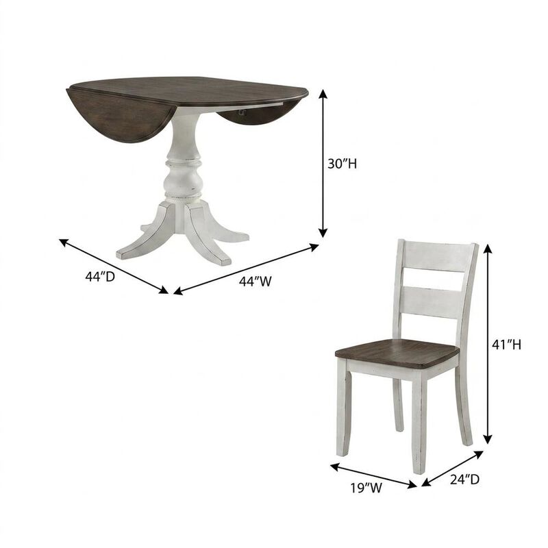 Liberty Furniture 3-Piece Drop Leaf Dining Set with 2 Ladder Back Chairs - Antique White image number 5