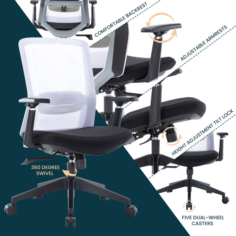 LeisureMod Ergonomic Office Chair Mid-Back Mesh Conference Chair Swivel Computer Chair With Adjustable Height and Armrests Ingram Series