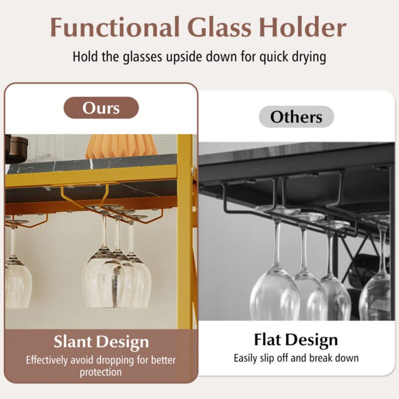 21 Bottle Wine Rack Freestanding Floor Wine Bottle Organizer with Glass Holder