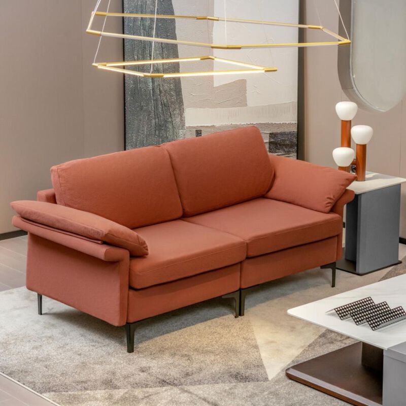 Hivvago Modern Fabric Loveseat Sofa for with Metal Legs and Armrest Pillows image number 1