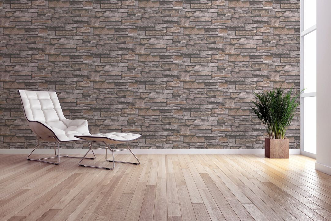 The Bricks And More Sandstone Splendour Motif Beige Wallpaper BB51135