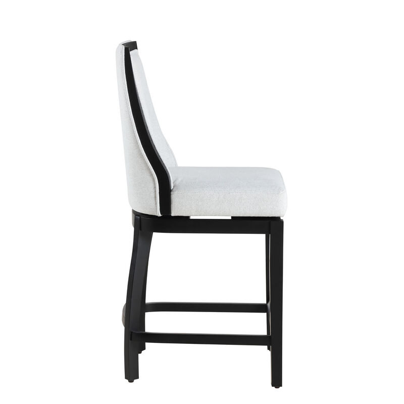 Katherine 24 in. High Back Wood 40.74 in. Swivel Counter Stool with Fabric Seat