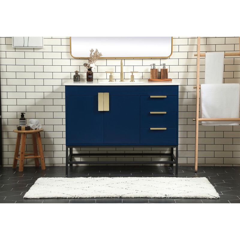Elegant Kitchen and Bath 42 inch Single bathroom vanity in blue