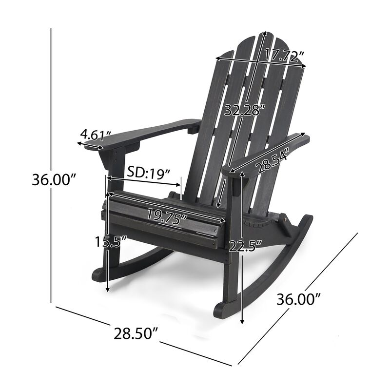 Hivvago Classic Wooden Adirondack Rocking Chair image number 2