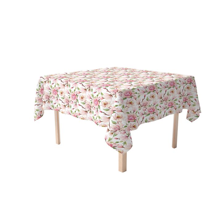 Fabric Textile Products, Inc. Square Tablecloth, 100% Polyester, Pink Magnolia Flowers