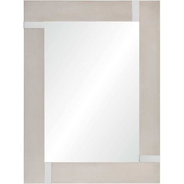 40" Silver and Clear Leaf Finish Framed Rectangular Wall Mirror