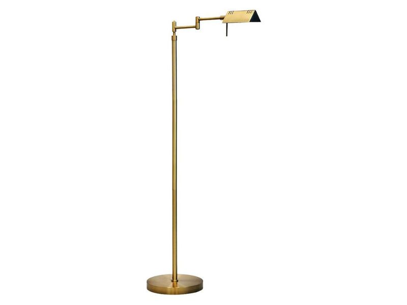 LED Pharmacy Floor Lamp 12W Dimmable Adjustable Swing Arm Antique Brass image number 0