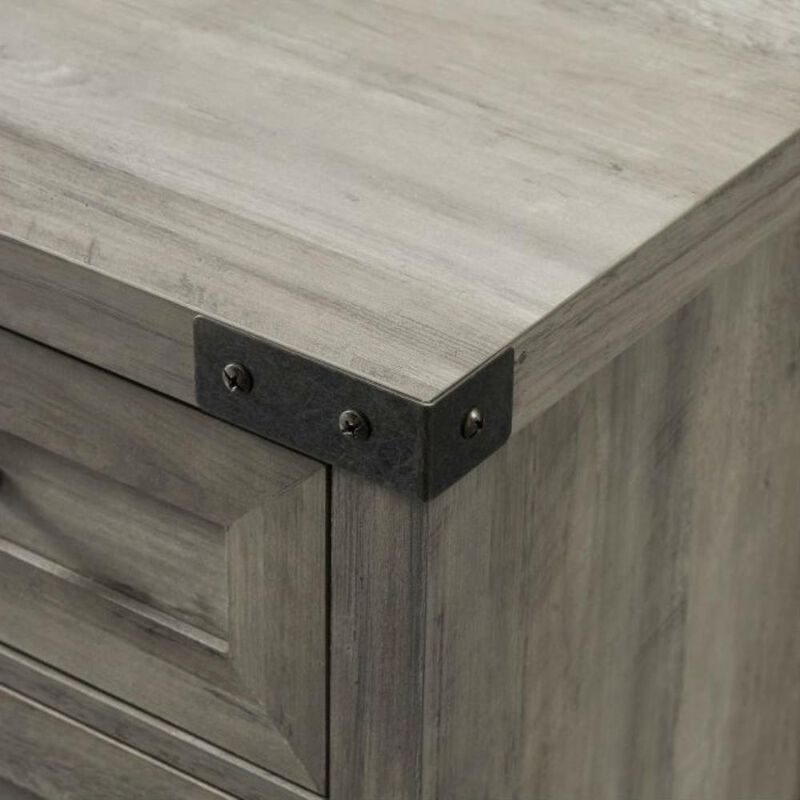 Hivvago Rustic Farmhouse Barn Door Accent Storage Cabinet Grey Wash