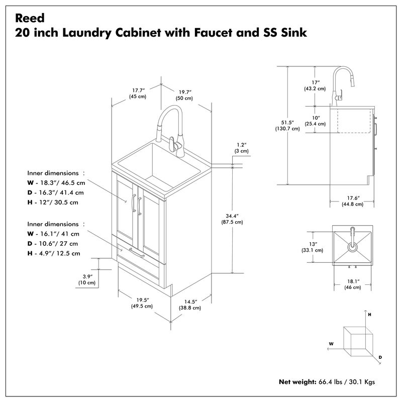 Reed All-In-One 20-inch Laundry Utility Sink and Cabinet