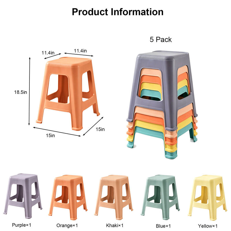 Gudwer 5 Pack Stackable Plastic Stools image number 8