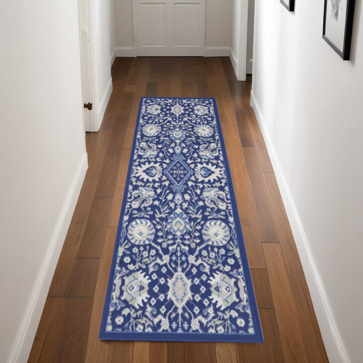 HomeRoots Floral Distressed Non Skid Runner Rug
