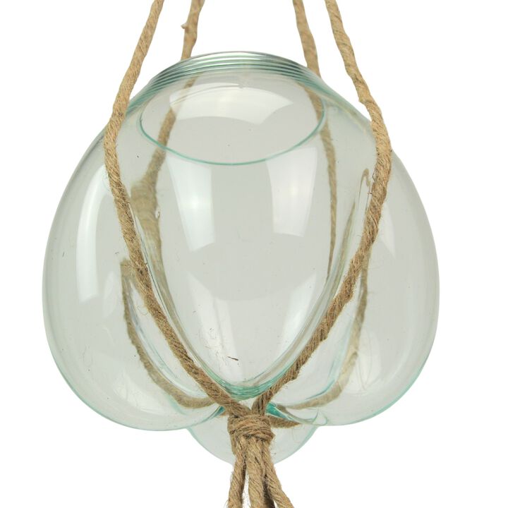 Hanging Molten Glass Terrarium Planter, 9x9 Inch, Handmade