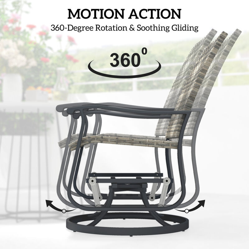 Hivvago Rattan Patio Glider Chair Set image number 3