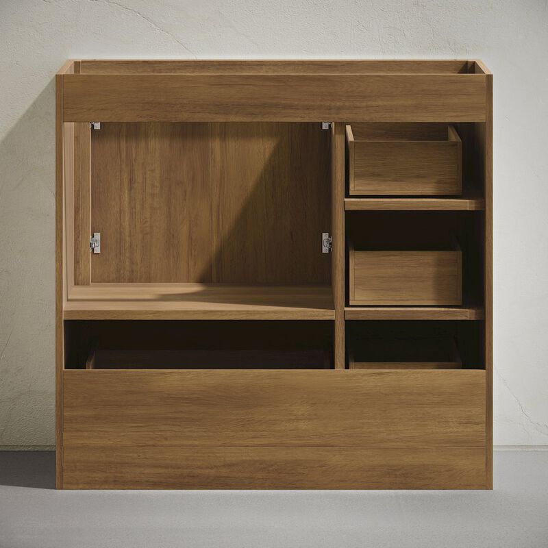 Virage 36" Freestanding Bathroom Vanity in Brown Oak without Sink Top image number 3