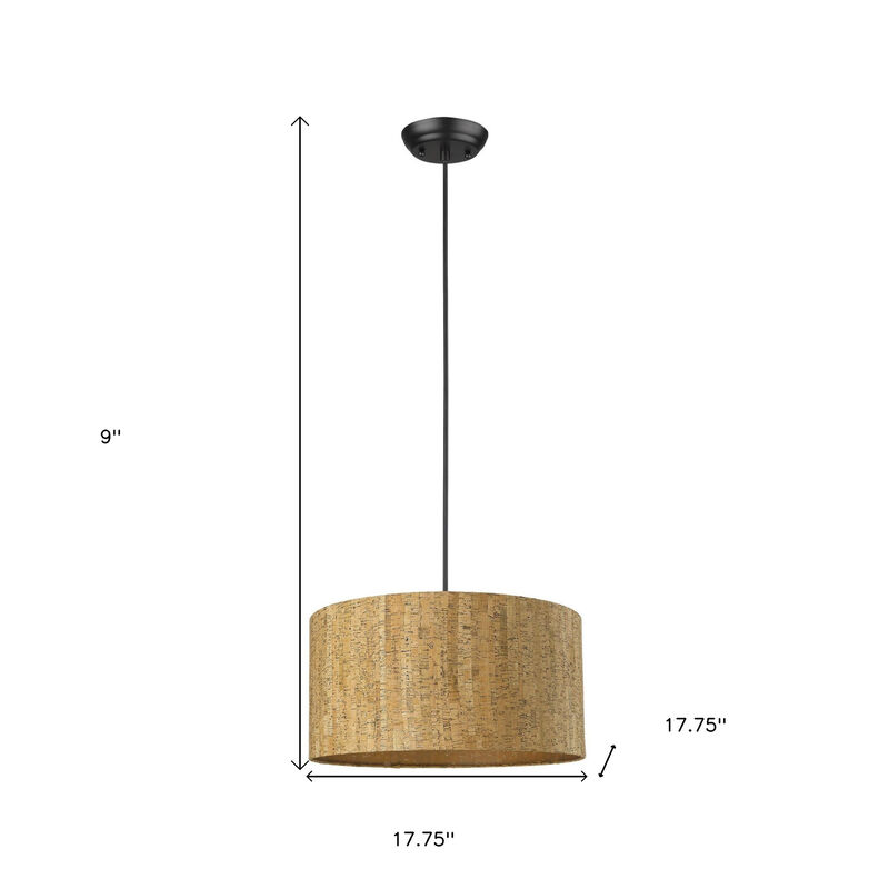 Hivvago Matte Black Cork Shade Modern One Light Hanging Pendent Lamp