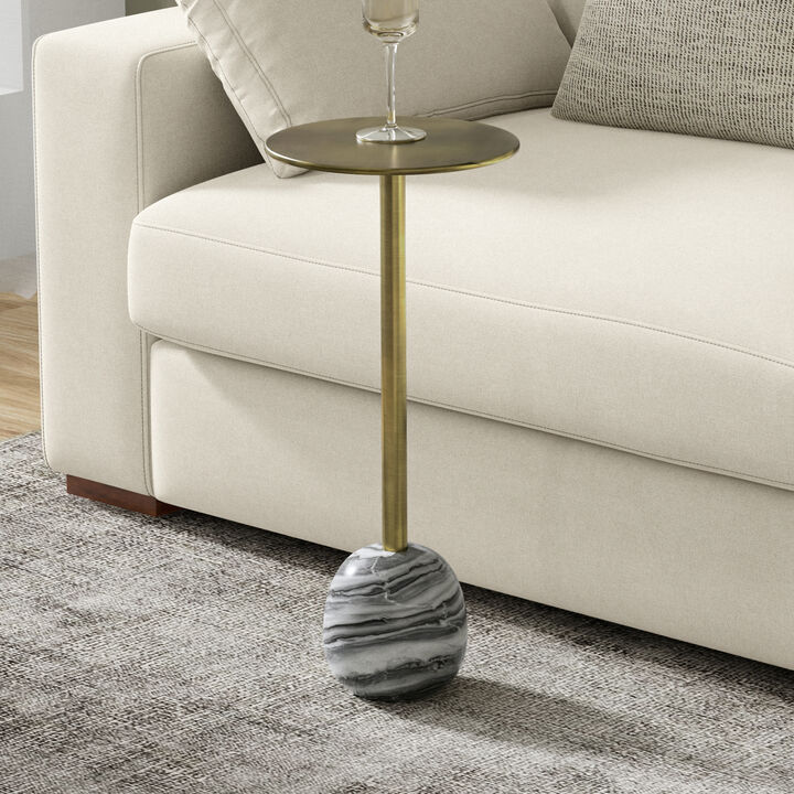 Melene Modern Contemporary 12 inch Wide Metal Side Table in Gold/Grey