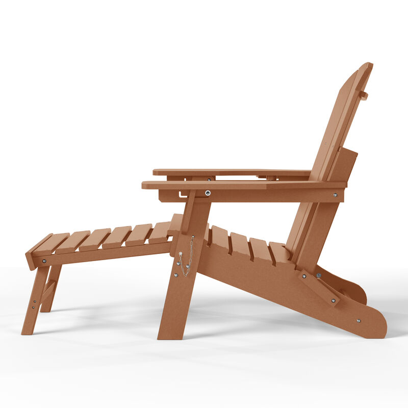 WestinTrends Folding Adjustable Adirondack Chair with Retractable Ottoman and Cup Holder image number 4