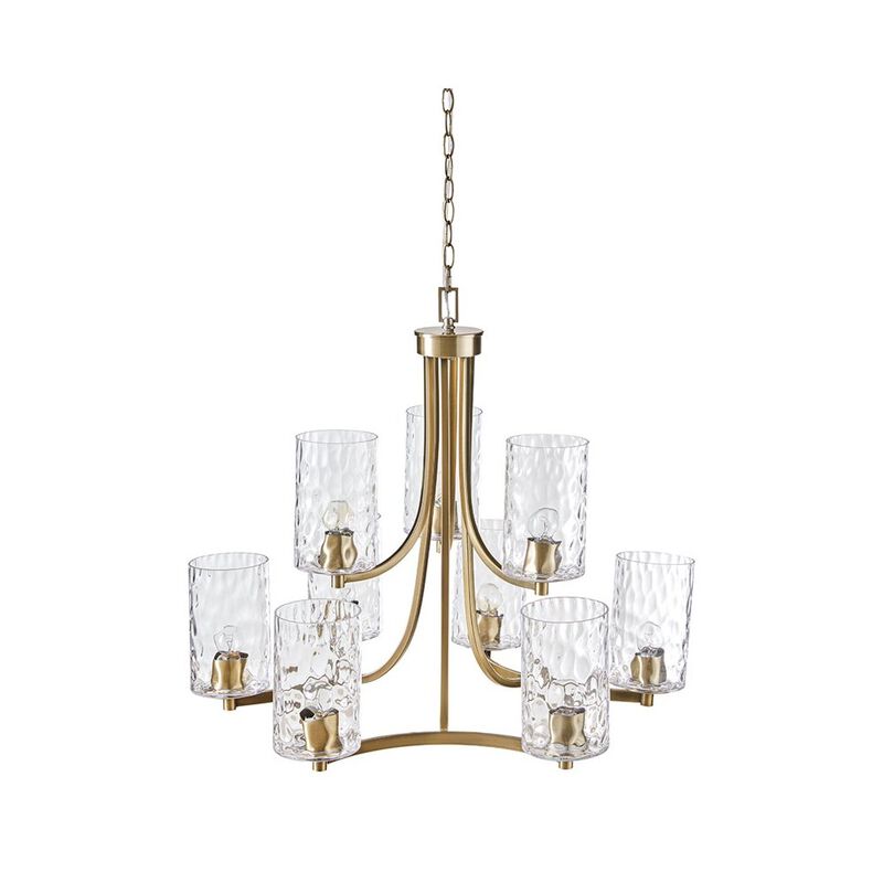 Hampton Hill 9-light Round Tiered Chandelier with Textured Glass Shades