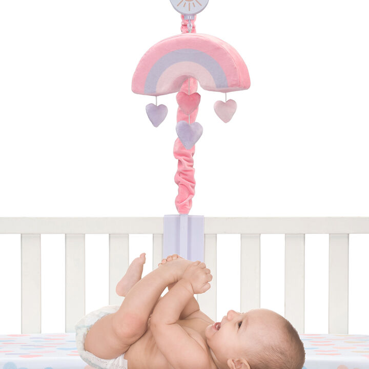 Bedtime Originals Rainbow Hearts Musical Baby Crib Mobile - Pink, Purple, Love