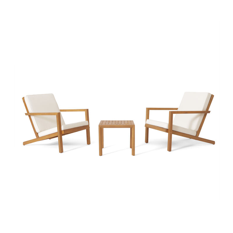 Merax 3 PCS Wood Frame Patio Chairs Table Conversation Set image number 0