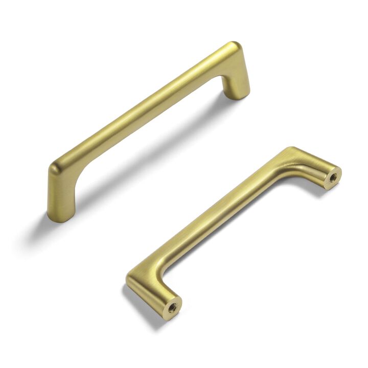 Goo-Ki Brushed Brass Cabinet Pulls with 4'' Hole Centers, Modern Style Zinc Alloy Cabinet Handles for Dresser,Wardrobe,Cupboard-