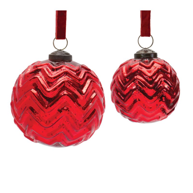 Mercury Zig Zag Glass Ball Ornament (Set of 4)