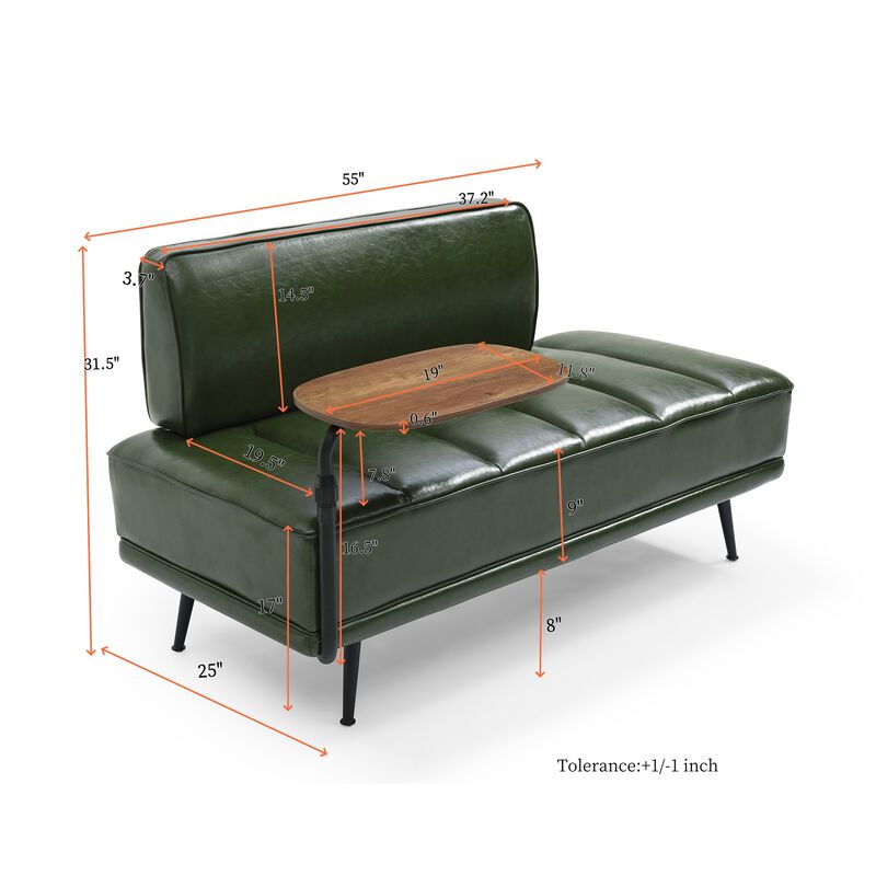 Cabdux Modern loveseat With side table image number 7