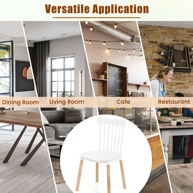 Set of 4 Windsor Dining Chairs with Spindle Backs and Curved Seats